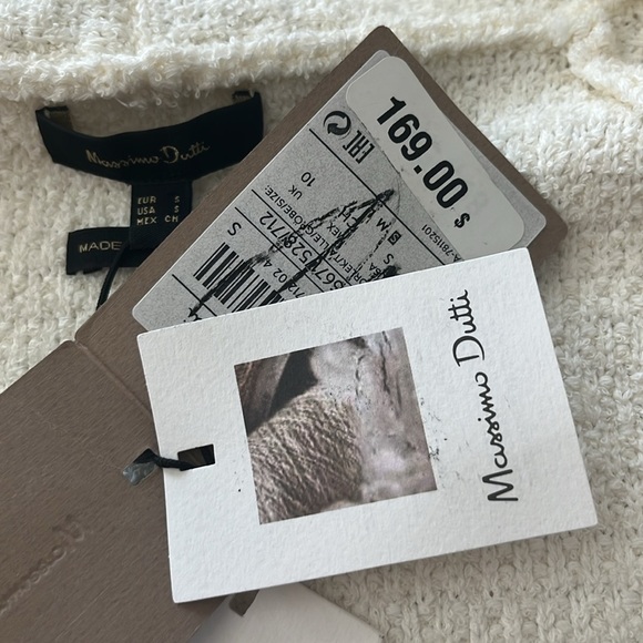 Massimo Dutti Weave Textured Wrap Cardigan With Gold Buttons Ivory Cream Sz S/M - Picture 5 of 15